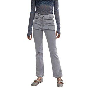NWT Free People Pearl Blue High Time Kick Flare Mid Rise Slim Fit Pant Women siz